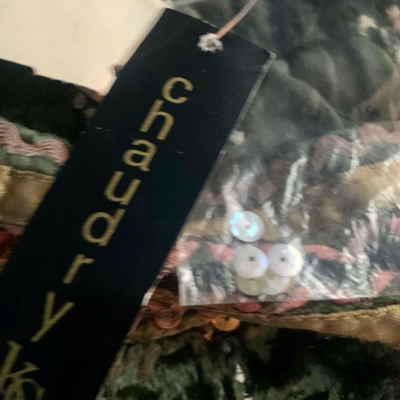 Chaudry KC Y2K Green Velvet Embellished Boho Maxi Skirt NWT Size XS - Picture 11 of 13